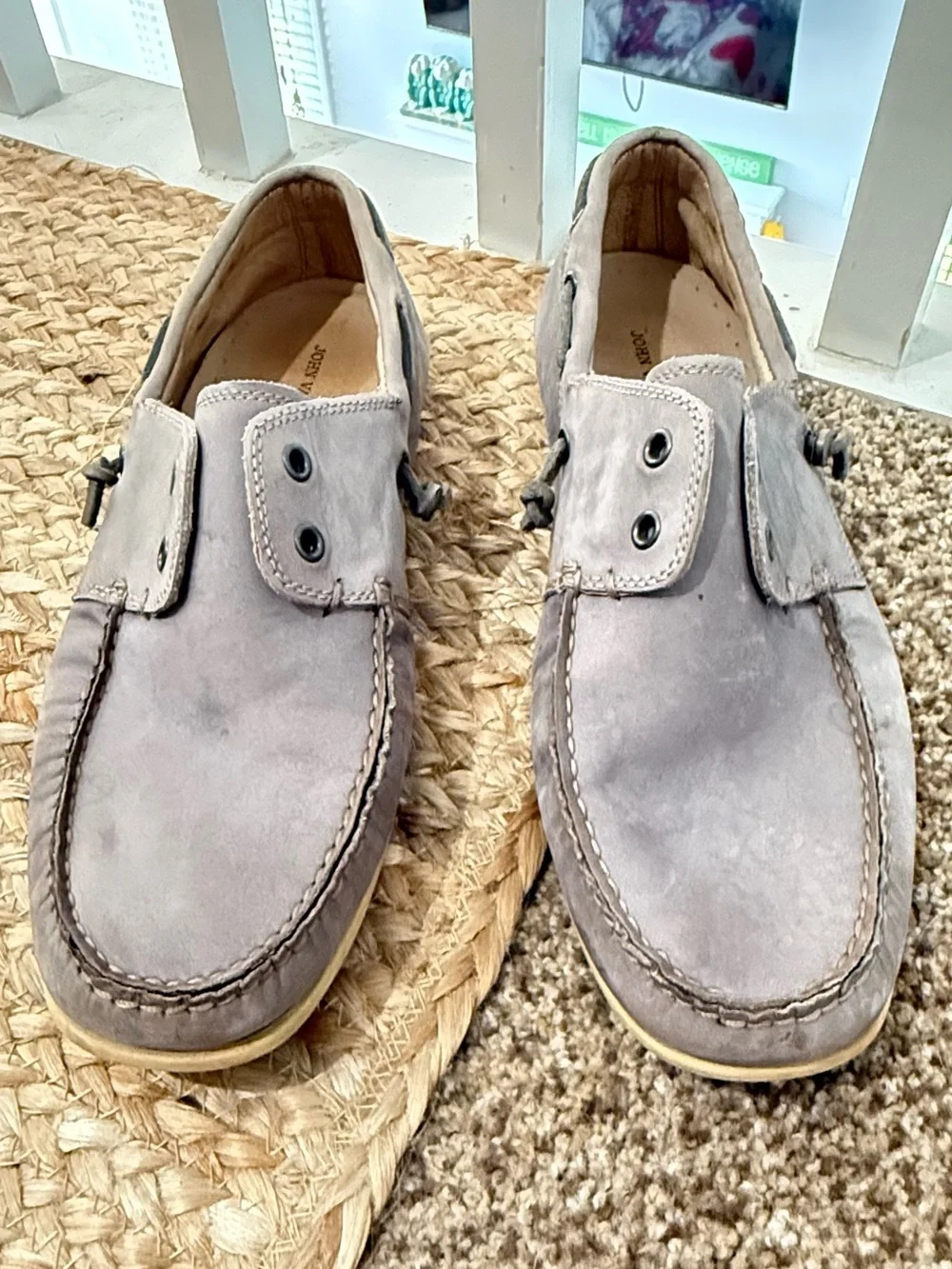John Varvatos Gray Suede Slip-On Boat Shoes